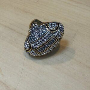 Walid Akkad Chocolate CZ Gold Plated Rhinestone Statement Cocktail Ring, Size 6